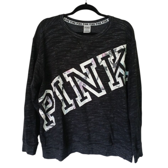 Victoria's Secret PINK Dark Gray Logo Sweatshirt Size Large - Picture 1 of 8